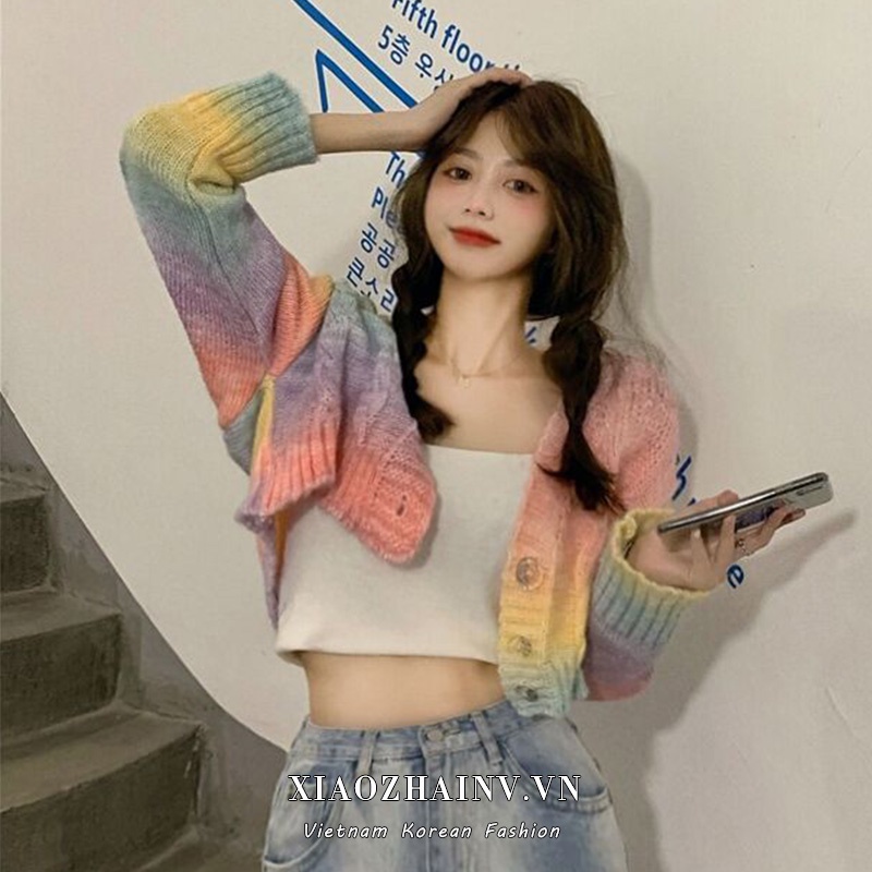 Xiaozhainv Áo khoác cardigan tay dài dệt kim thời trang mùa thu Hàn Quốc trẻ trung cho nữ