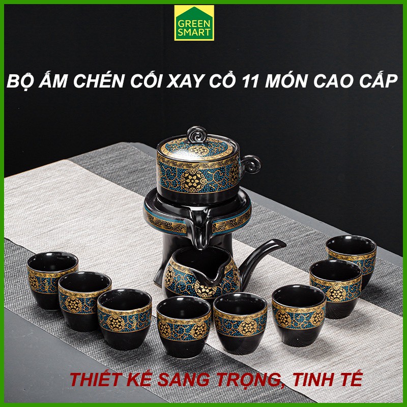 BỘ ẤM CHÉN TRÀ CỐI XAY KIỂU CỔ - BỘ ẤM TRÀ CAO CẤP - BỘ ẤM TRÀ SANG TRỌNG