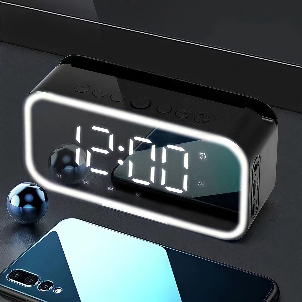 Loa bluetooth không dây kiêm đồng hồ báo thức G15 tích hợp đèn ngủ hỗ trợ nghe đài fm thẻ nhớ TF cổng 3.5