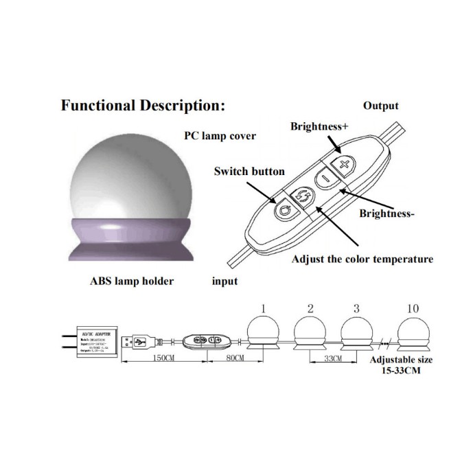 Bộ 10 đèn LED dùng để trang trí gương chuyên nghiệp | BigBuy360 - bigbuy360.vn