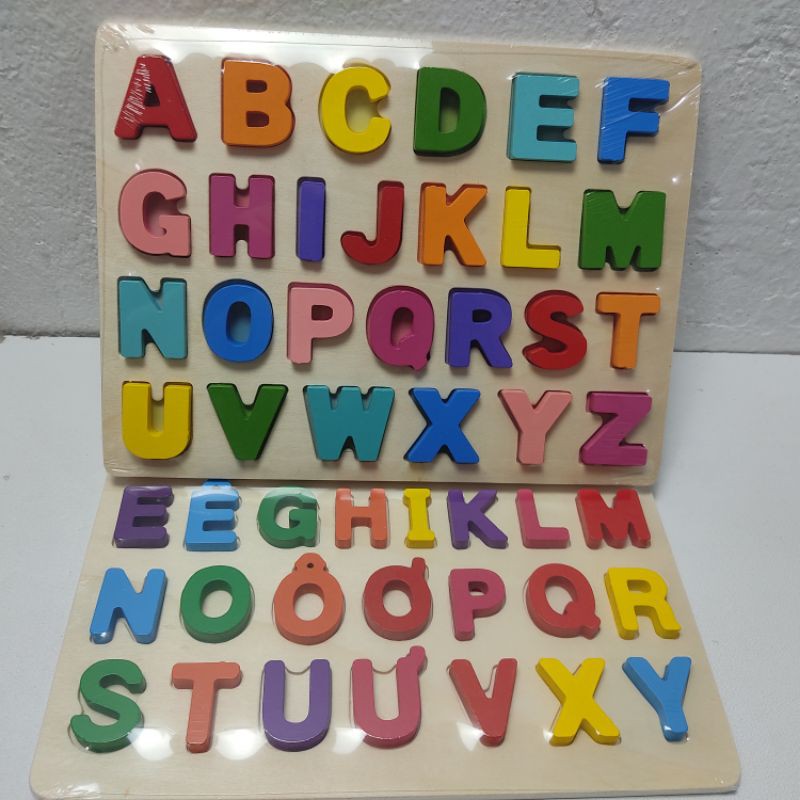 Bảng ghép hình chữ cái tiếng Việt - tiếng Anh loại gỗ dày cho bé 2 tuổi 3 tuổi có cả chữ in hoa và in thường