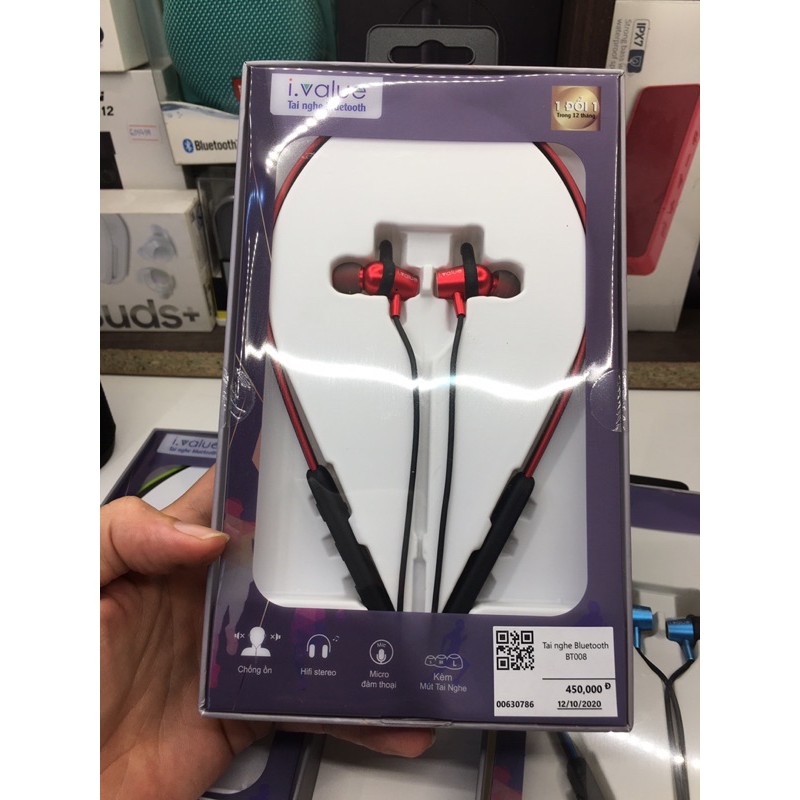 Tai nghe thể thao choàng cổ bluetooth nhét tai ivalue BT008 - Siêu hay Siêu Bass