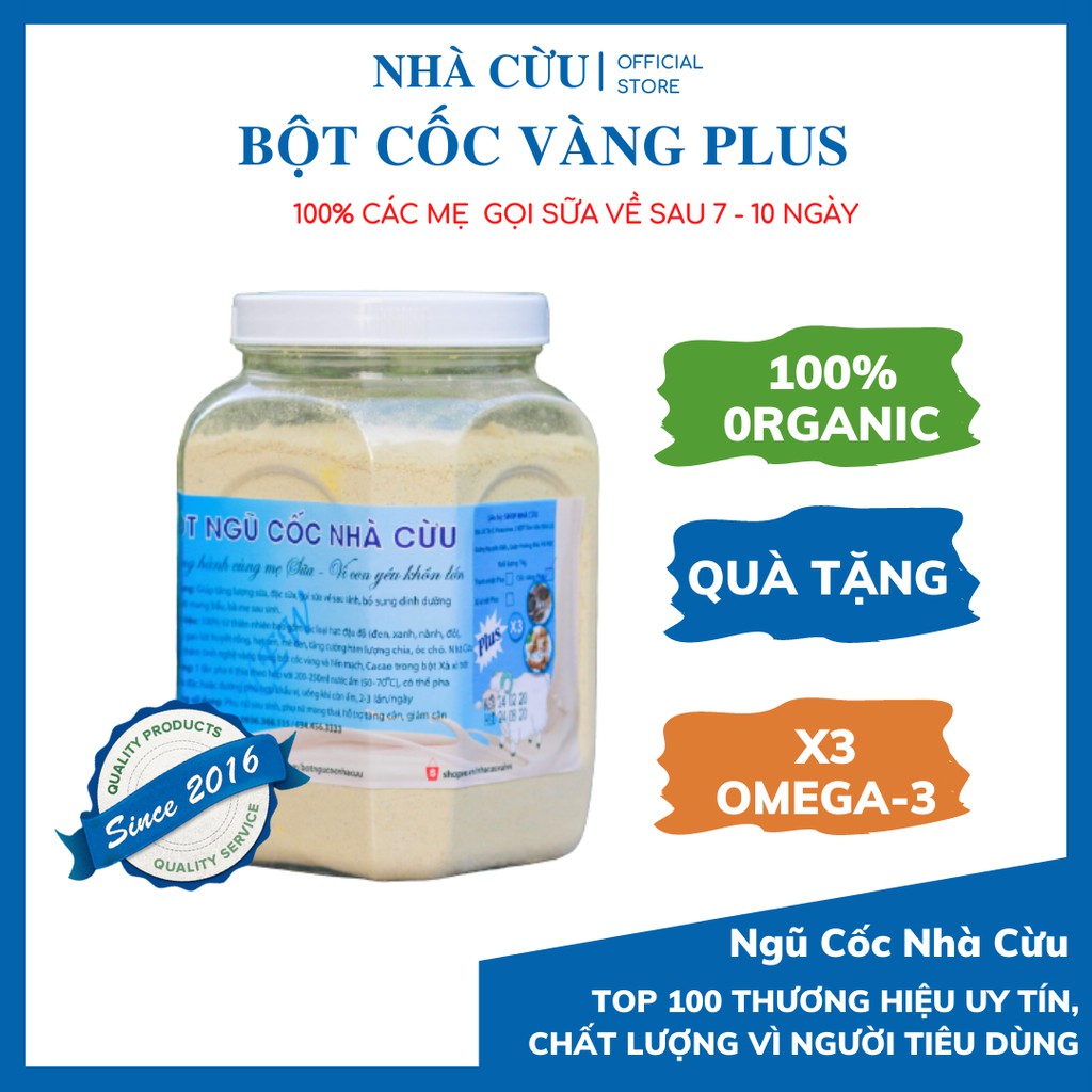 Ngũ cốc lợi sữa Nhà Cừu Organic - Bột ngũ cốc lợi sữa sau sinh CỐC VÀNG PLUS, bổ sung tinh nghệ vàng giúp đẩy sản dịch