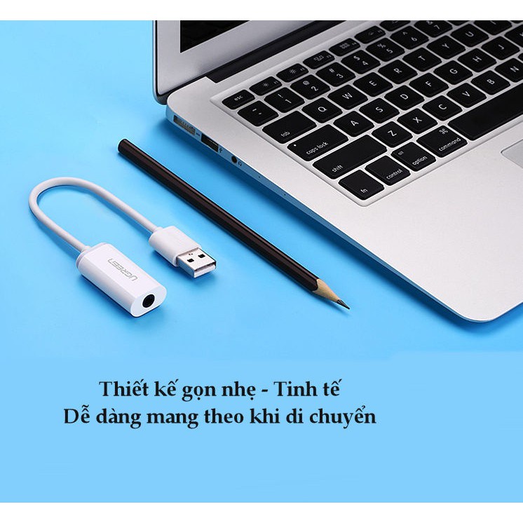 Bộ chuyển đổi USB sang cổng âm thanh 3.5mm UGREEN US206 30712 màu trắng