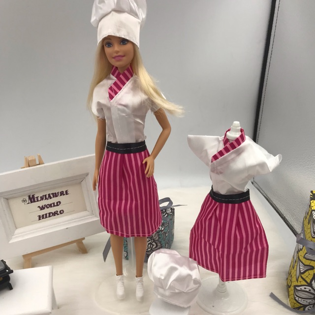 Set đồ đầu bếp 3 món dành cho búp bê barbie. Hàng may mới 100%
