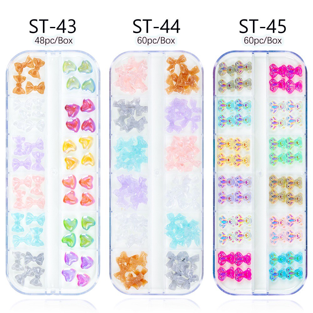 [Hàng mới về] Phụ kiện đính móng trang trí 3D nghệ thuật kiểu dáng trong suốt phong cách Nhật Bản