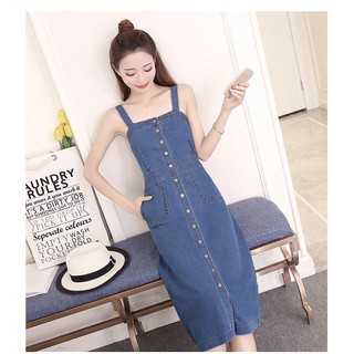 Váy jean 2 dây phối nút BD216