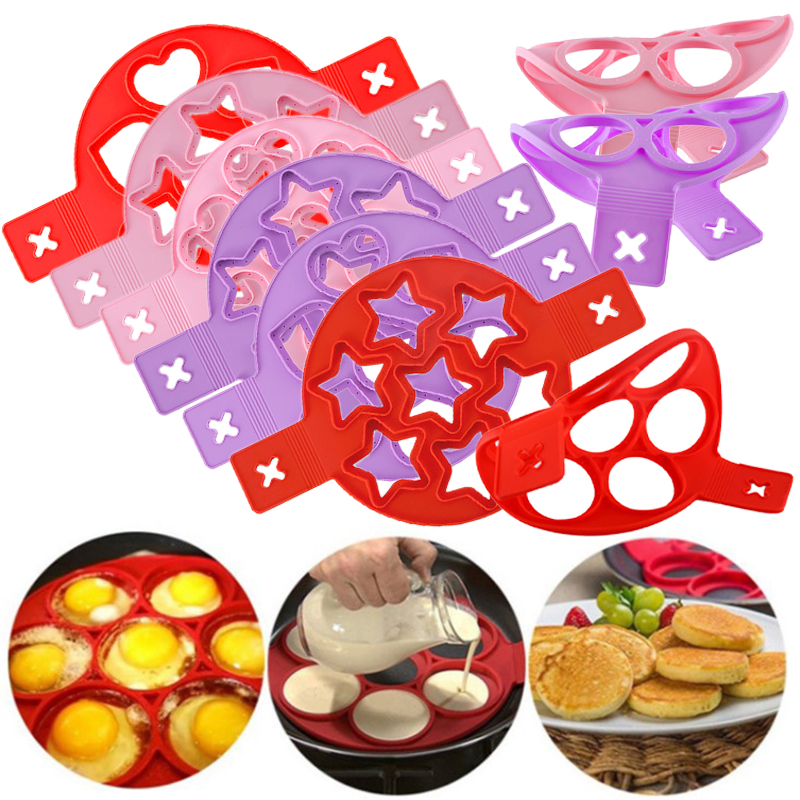 (hàng Mới Về) Khuôn Silicone Tạo Hình Trứng Chiên / Làm Bánh Pancake 3 Phong Cách