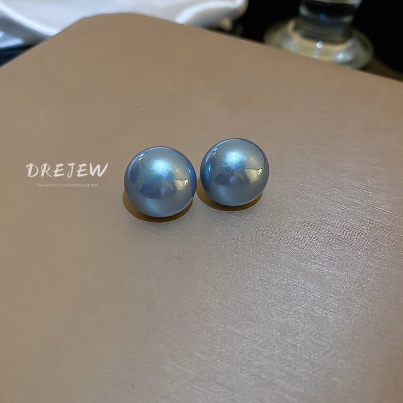 DREJEW Khuyên tai mạ bạc đính ngọc trai nhân tạo phong cách Pháp cổ điển sang trọng thời trang cho nữ