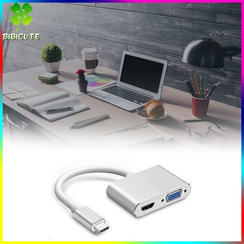 [Fast delivery] Type-c 2-in-1 cable TYPE C TO HDMI cables VGA 4K * 2K USB 3.1 to HDMI lines VGA practical portable line