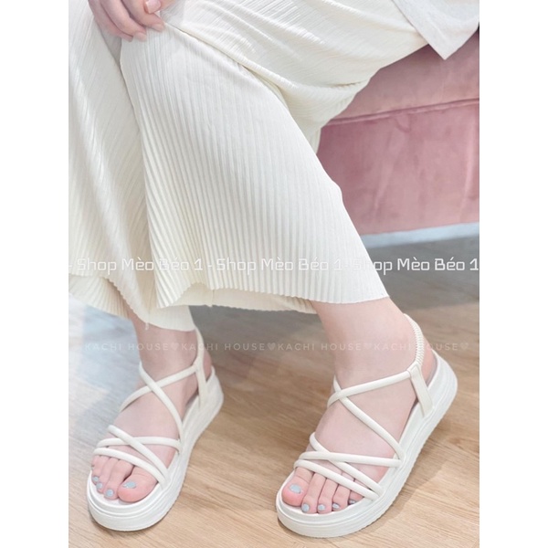 Sandal quai mảnh đan chéo đế bằng fullbox hàng quảng châu cao cấp