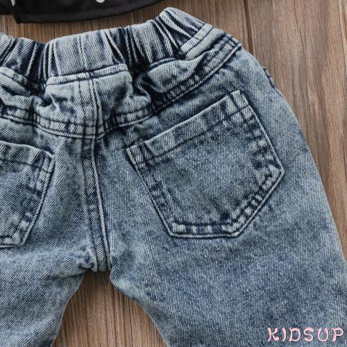 Quần jeans phối rách lưng thun co giãn cho bé gái