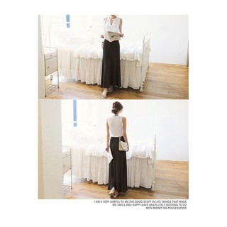 Chân váy dài Maxi, cạp thấp, cotton, Hàng order