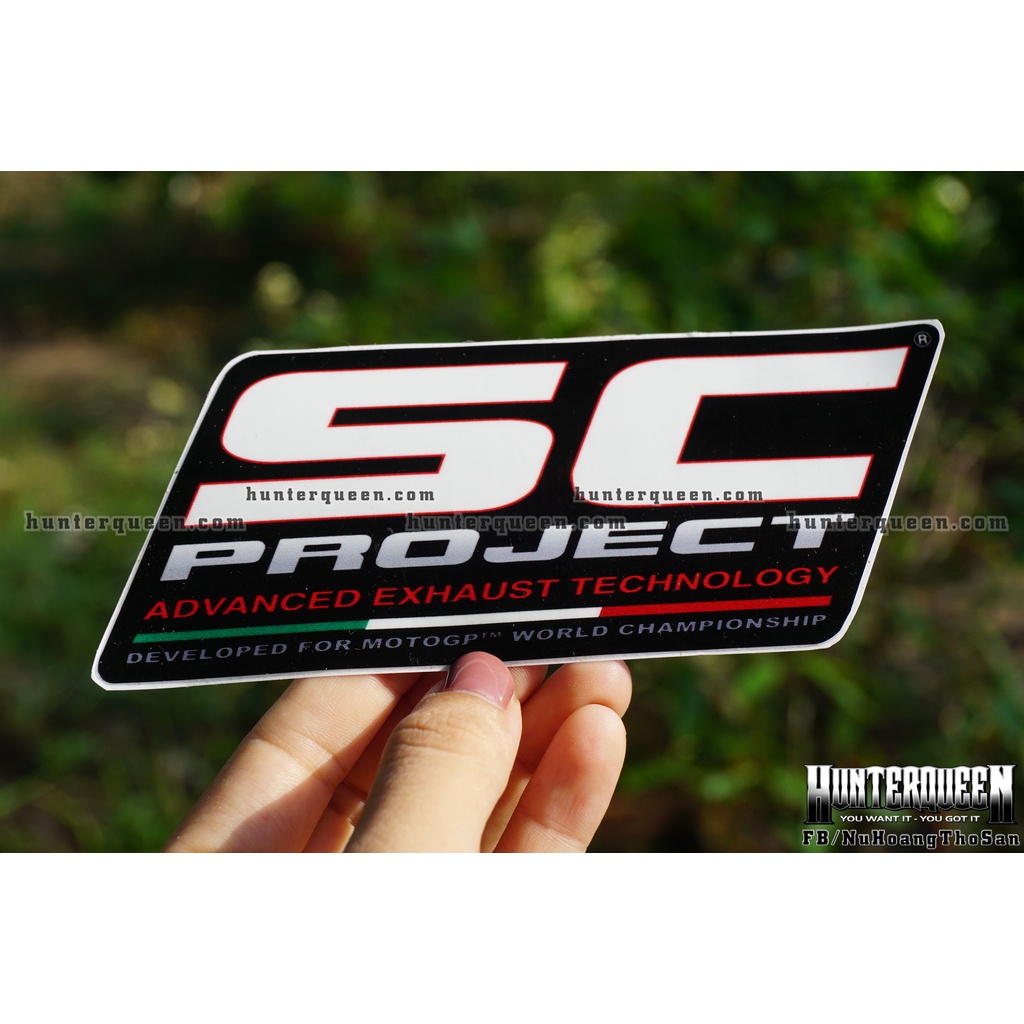 Logo SC Project siêu to [15x6cm]. Decal cao cấp không bay màu, dán trang trí xe, nón, tủ