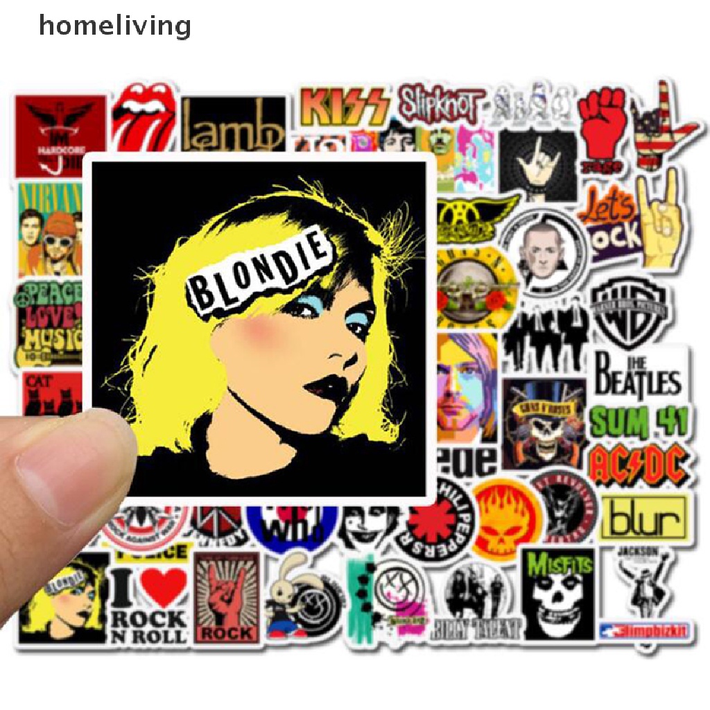 Bộ 52 Miếng Dán Phong Cách Rock and Roll Hip Hop Punk Trang Trí Điện Thoại / Laptop / Xe Hơi