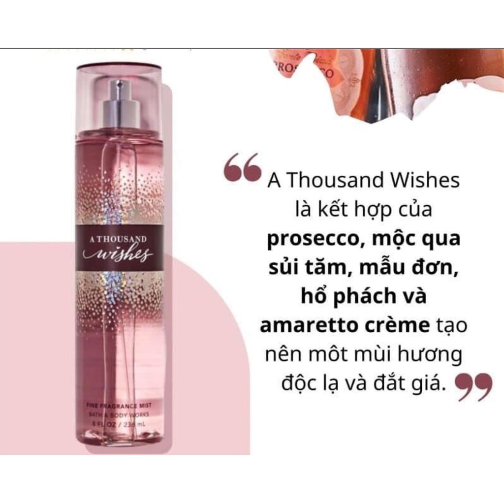 Xịt thơm body mist bath and body works chai cao 236ml cực thơm dai bbw