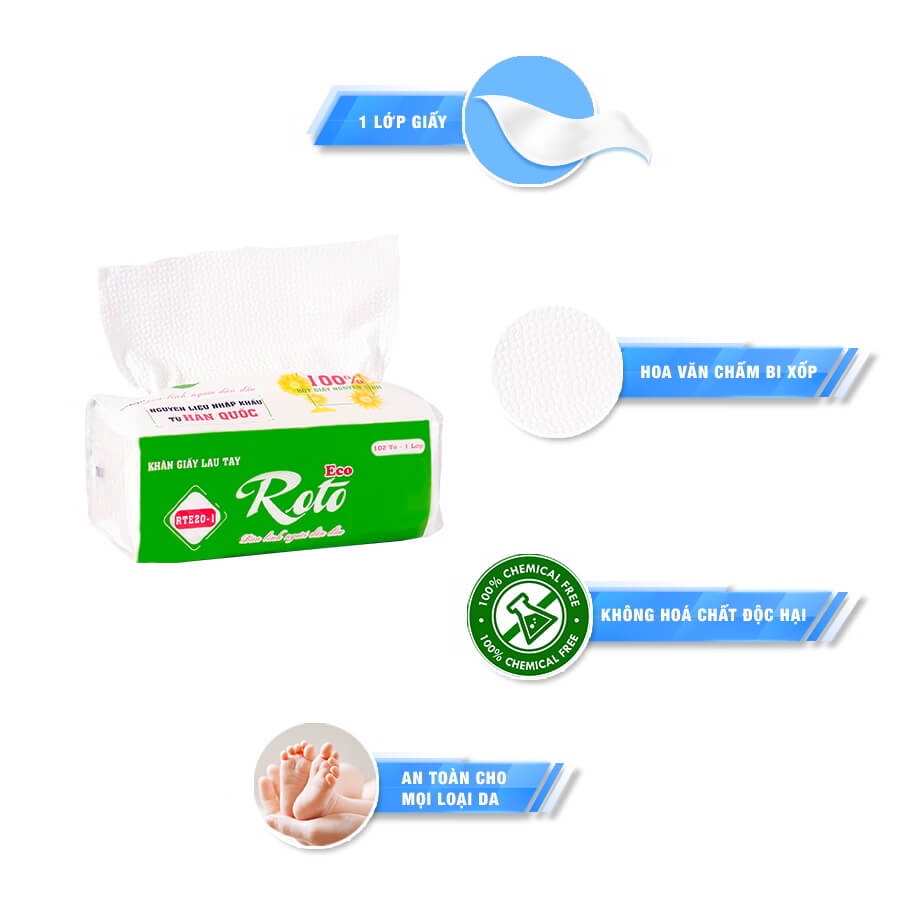 Khăn giấy rút đa năng ROTO ECO RTE20-1 | LADYSHOP_01 - 100% bột giấy nguyên sinh - 102 tờ/1 gói