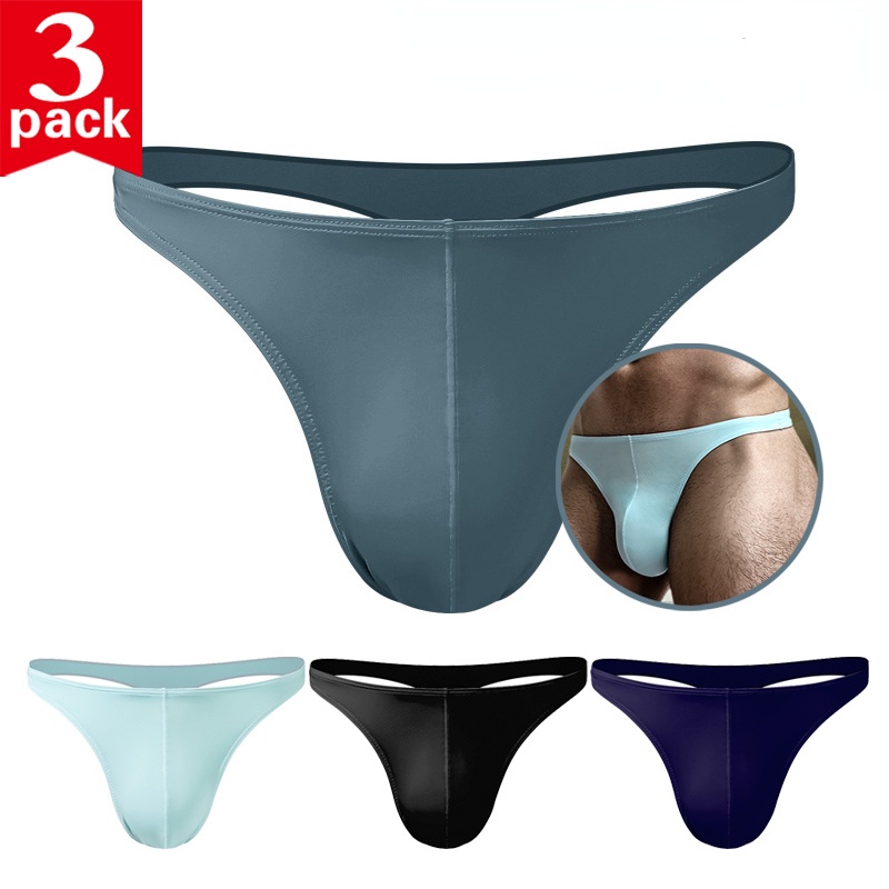 Bộ 3 Quần Lót Thể Thao Dạng Lồi Chữ U Cạp Thấp Chất Liệu Lụa Lạnh Thoáng Khí Thoải Mái Cho Nam 221