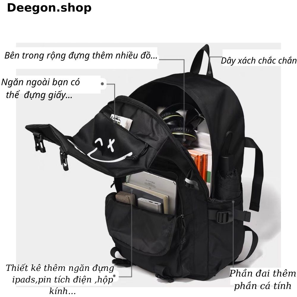 Balo Đi Học Nam Nữ Thời Trang Cao Cấp,Cặp Đi Học Đựng Laptop 15.6 Inch Chống Nước Nhiều Ngăn