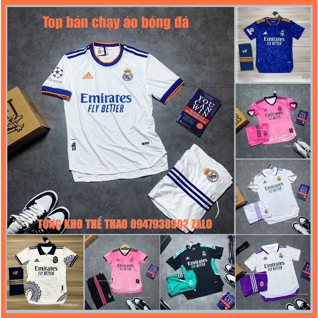 Quần Áo Bóng Đá Câu Lạc Bộ Real Madrid Sân nhà/ Khách màu xanh cao cấp mùa 2022