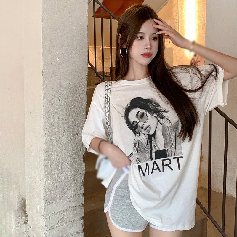 Áo Thun Tay Ngắn Dáng Rộng Phong Cách Hàn Quốc Cho Nữ