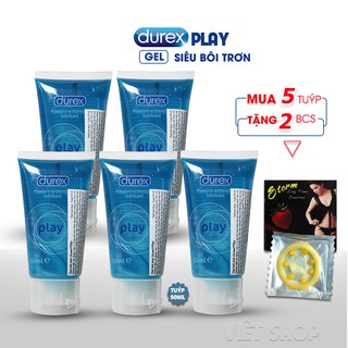 [Giá SỈ] Combo 5 Tuýp Gel Durex Play (50ml) + Tặng Ngay 2 BCS 7 Bi - Dòng Gel Bôi Trơn Cho Nữ Giúp Kích Thích Âm Đạo.