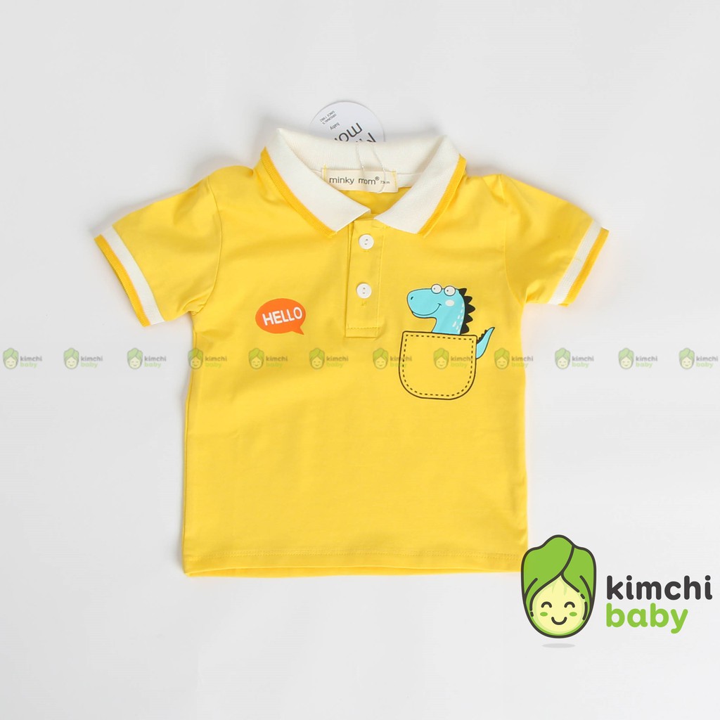 Áo Thun Bé Trai, Bé Gái Minky Mom Cổ Trụ Vải Cotton 100% Họa Tiết Động Vật Dễ Thương, Áo Thun Cho Bé Cộc Tay MKMA2105