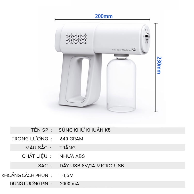 [XẢ KHO GẤP] Máy Xịt Phun Khử Khuẩn K5 Công Nghệ Mới