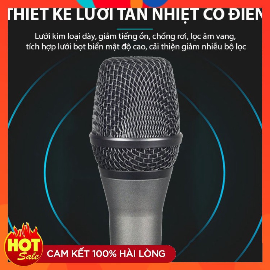 [Bán chạy nhất] Micro karaoke có dây JSJ GL-8.0S thiết kế lưới tản nhiệt cổ điển, giảm tạp âm, chống nhiễu, thân kim loạ