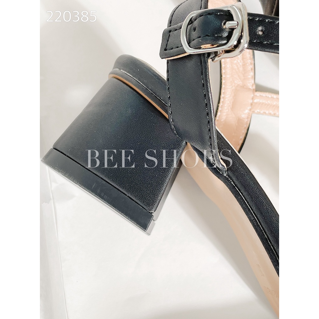 BEESHOES - SANDAL NỮ MŨI VUÔNG- SANDAL NỮ MŨI VUÔNG GÓT TRỤ CAO 5 PHÂN SẴN MÀU ĐEN - TRẮNG 220385