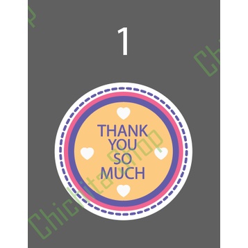 TEM giấy chữ 'Thank you' 3cm , 4cm , sẵn hàng