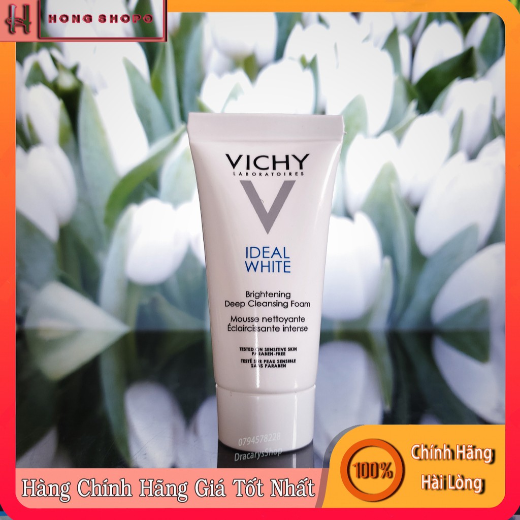 Sữa rửa mặt tạo bọt dưỡng trắng da giảm thâm nám Vichy Ideal White Brightening Deep Cleansing Foam 15ml