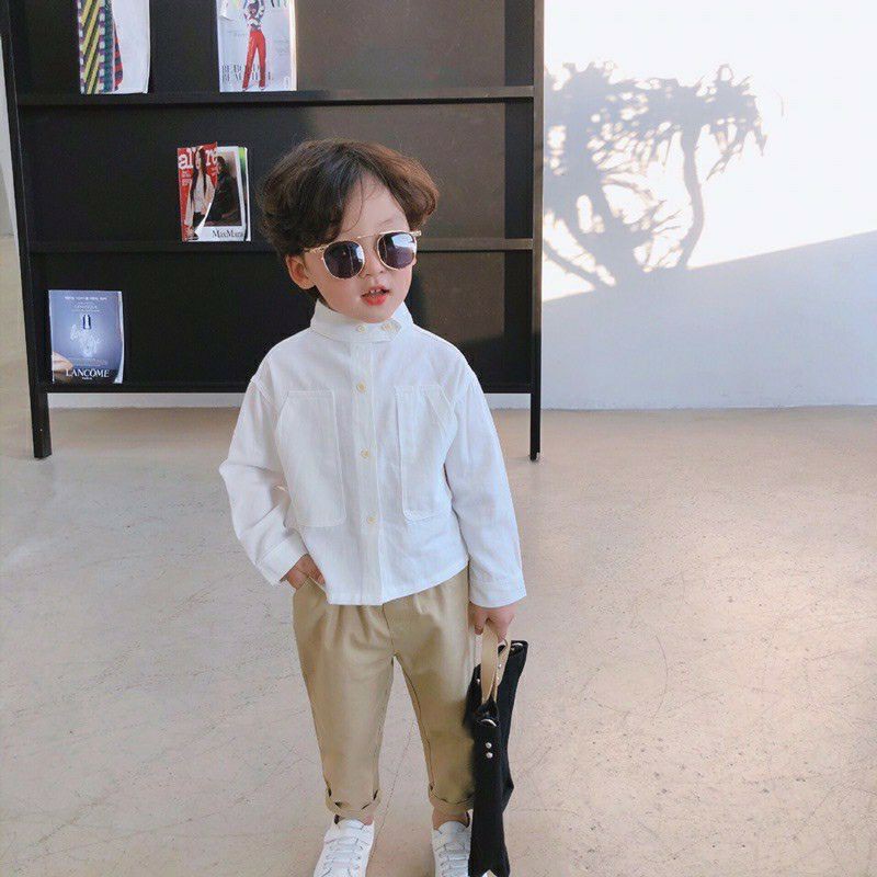 Set quần kaki mềm kèm áo sơ mi sang chảnh