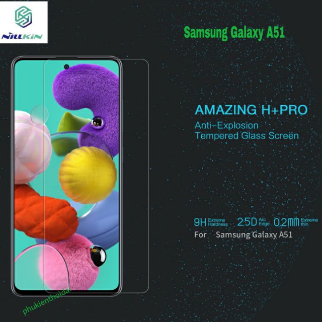 Kính cường lực Samsung Galaxy A51 hiệu Nillkin Amazing H+ Pro trong suốt chống mồ hôi vân tay trơn mượt