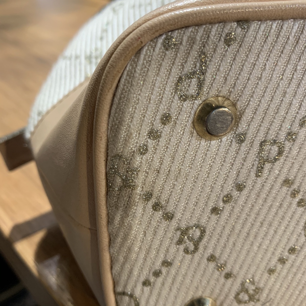 Túi xách tay vải phối da hiệu PINKY & DIANNE