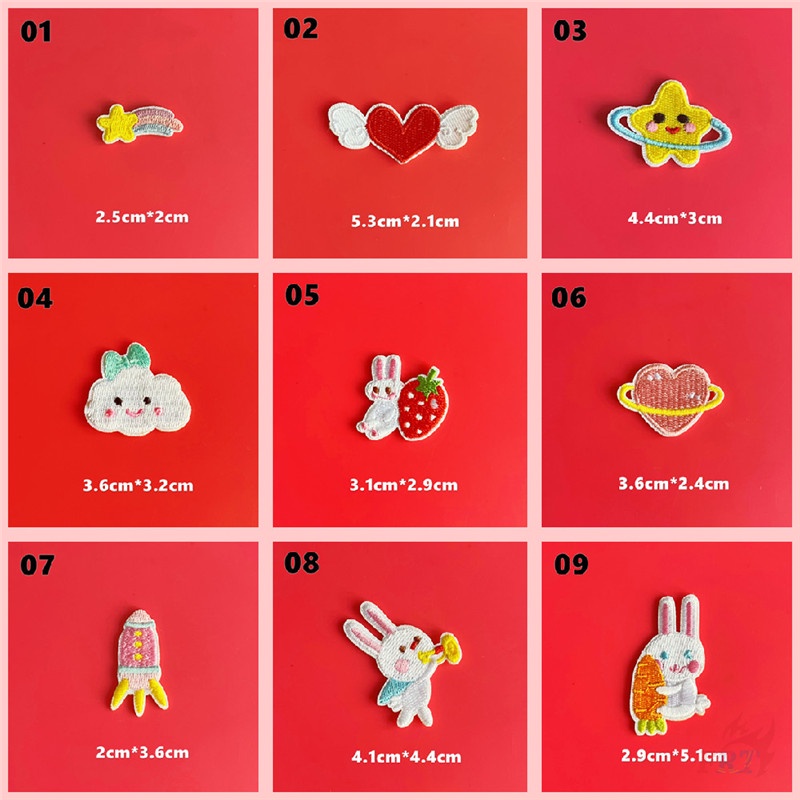 ♥ Miếng Dán Tự Dính Hình Hành Tinh Thỏ / Mặt Trăng / Ngôi Sao / Tên Lửa / Trái Tim Ngọt Ngào ♥ 1 Miếng Dán Ủi Quần Áo Hình Huy Hiệu