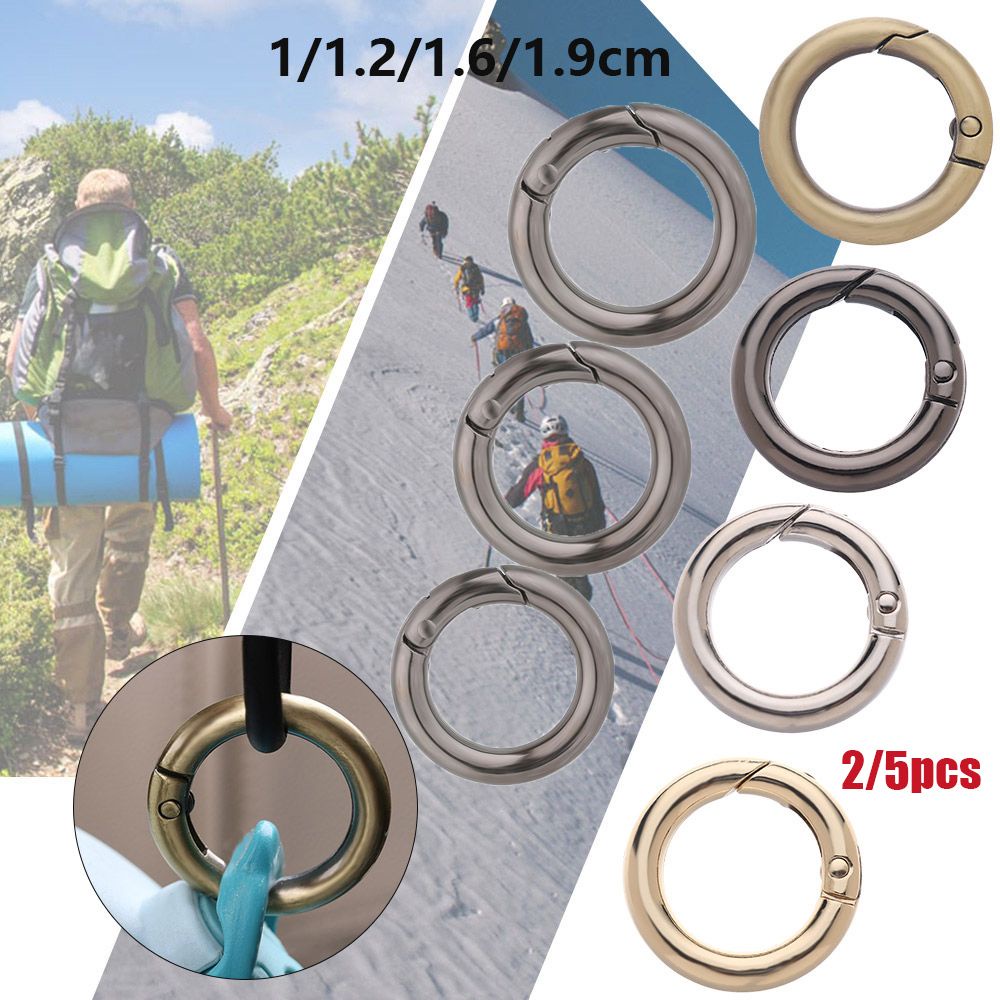 Set 2/5 móc khóa túi xách hình tròn bằng hợp kim kẽm 10/12/16/19mm màu đen chất lượng cao