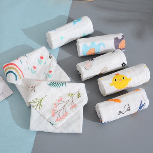 Set 5 khăn xô sữa 6 lớp kèm túi xip sang trọng