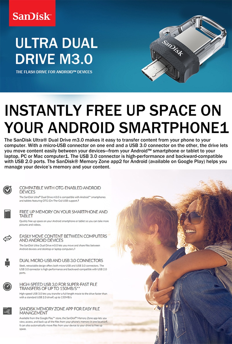 Ổ đĩa flash USB3.0 OTG SanDisk 2 trong 1 mini dung lượng 16GB 32GB 64GB 128GB 256GB tốc độ cao cho cho PC/Android | BigBuy360 - bigbuy360.vn