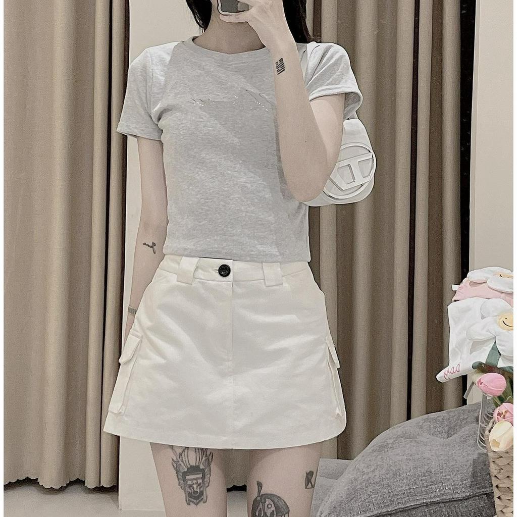 Áo croptop ngắn tay màu xám dành cho nữ phong cách hàn quốc trẻ trung cực hot xưởng sỉ nguyễn hoa