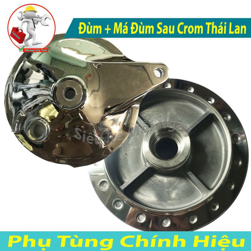 Combo Bánh Sau Đùm Lớn và Má Đùm Mạ Crom Xe Sirius , Exciter 135 Thắng Đùm Thái Lan