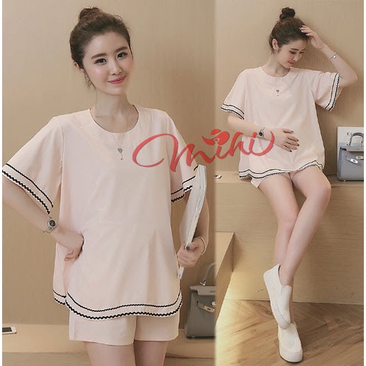 Bộ bầu lửng, đùi tay cộc chất mềm mát  - Đồ quần áo ngủ mặc nhà thời trang đẹp cao cấp cho mẹ bầu mùa hè giá rẻ Bigsize