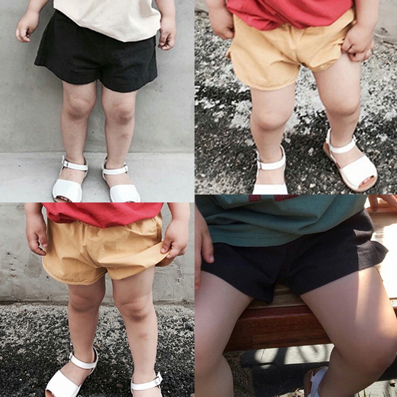 Quần đùi SANITKUN cotton màu trơn thoáng khí phong cách Hàn Quốc thời trang mùa hè dành cho trẻ em