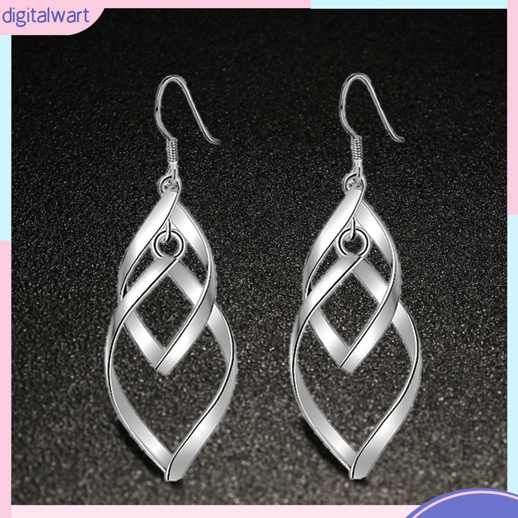 Cặp khuyên tai hình xoắn mạ bạc nhẹ nhàng thanh lịch dành cho nữ