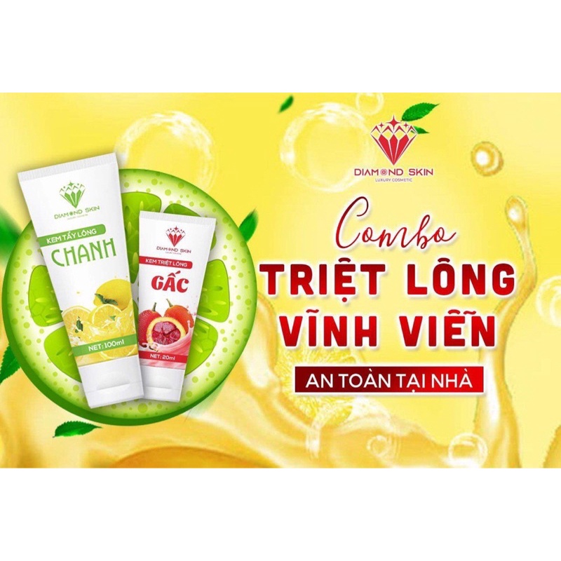 Combo tẩy lông triệt lông chanh gấc Diamond Skin vĩnh viễn tại nhà,triệt sạch râu, lông nách, tay, chân, vùng kín