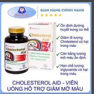 [Kèm quà tặng] Cholesterol aid - Viên uống hỗ trợ giảm mỡ máu, hàng nhập khẩu mỹ (hộp 60 viên)