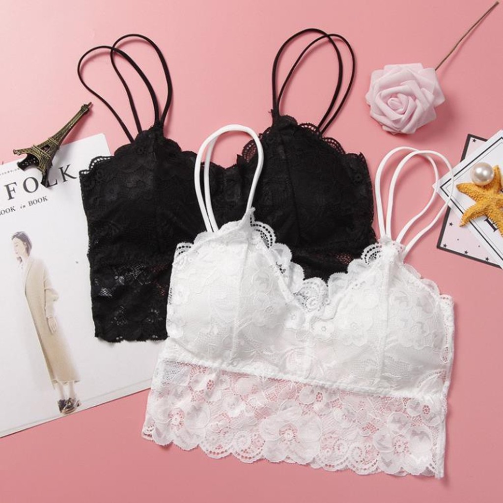 Áo Bra ren hoa hai dây croptop quyến rũ