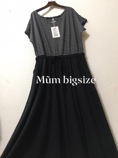 Váy sọc kẻ rút eo Bigsize (80kg~100kg)(SALE)