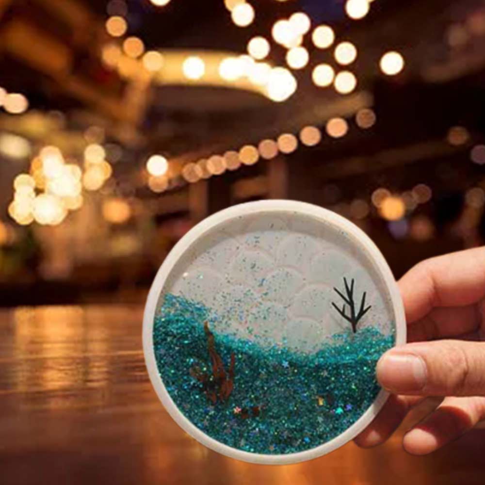 Acrylic coaster PVC coaster marine fish scale coaster quicksand insulation mat dining table coaster