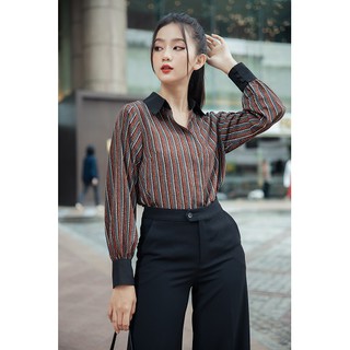Áo Sơ Mi Nữ Công Sở GILLEE Lụa Sọc Maris